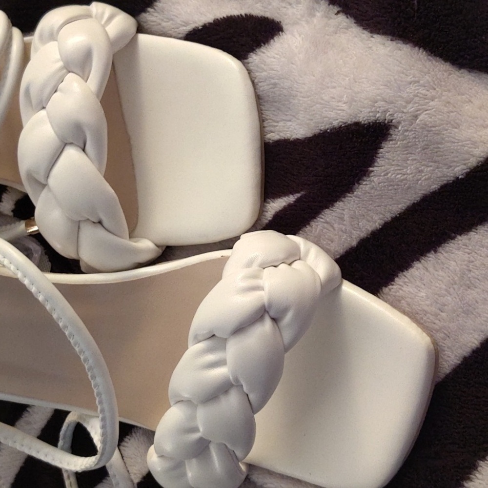 Chic White Braided Women's Sandals